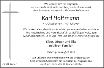 Anzeige von Karl Holtmann 