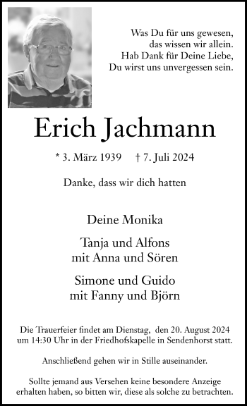 Anzeige von Erich Jachmann 