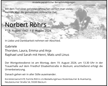 Anzeige von Norbert Röhrs 