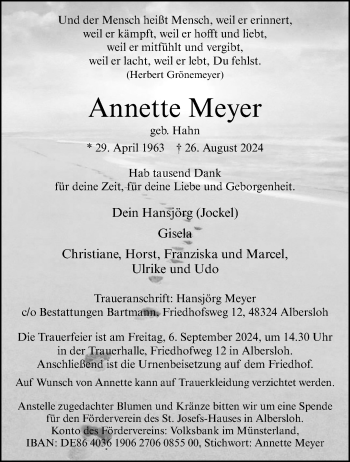 Anzeige von Annette Meyer 