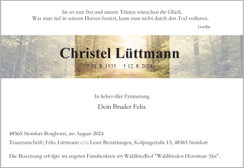 Anzeige von Christel Lüttmann 