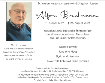 Anzeige von Alfons Breulmann 