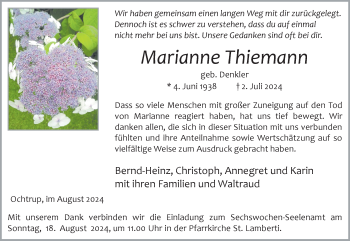 Anzeige von Marianne Thiemann 