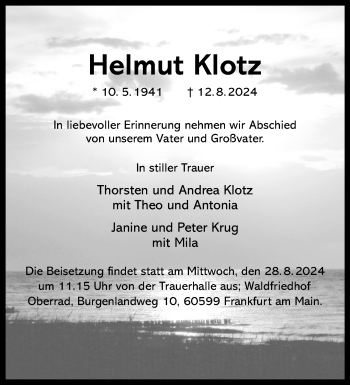 Anzeige von Helmut Klotz 