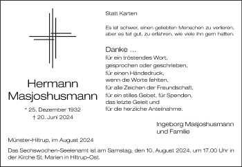 Anzeige von Hermann Masjoshusmann 