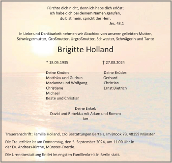 Anzeige von Brigitte Holland 