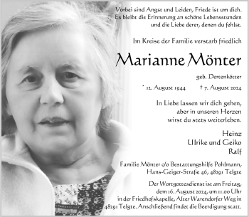 Anzeige von Marianne Mönter 