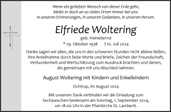 Anzeige von Elfriede Woltering * 