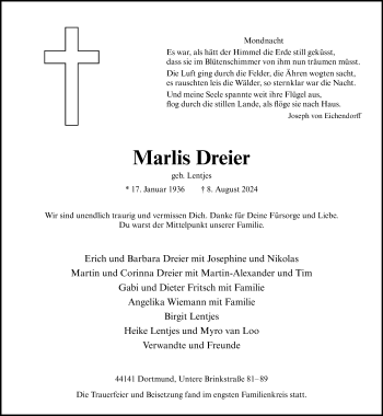 Anzeige von Marlis Dreier 