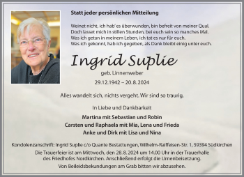 Anzeige von Ingrid Suplie 