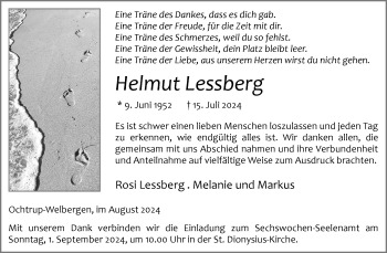 Anzeige von Helmut Lessberg 