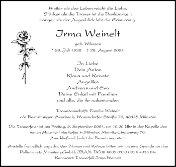 Anzeige von Irma Weinelt 