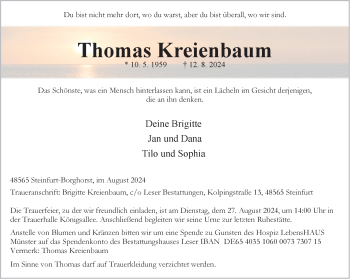 Anzeige von Thomas Kreienbaum 