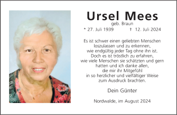 Anzeige von Ursel Mees 