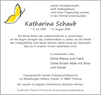 Anzeige von Katharina Schaub 