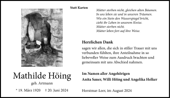 Anzeige von Mathilde Höing 