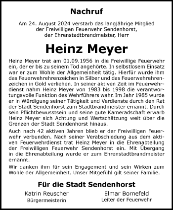 Anzeige von Heinz Meyer 