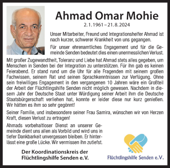 Anzeige von Ahmad Omar Mohie 