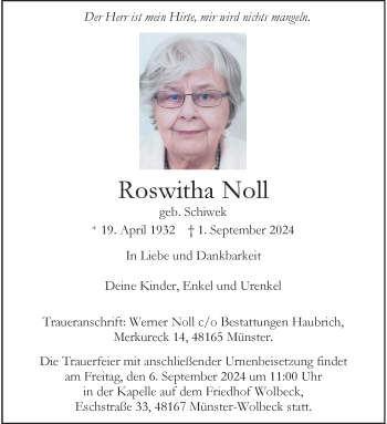 Anzeige von Roswitha Noll 