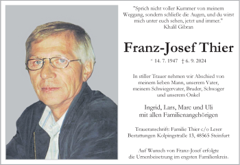 Anzeige von Franz-Josef Thier 