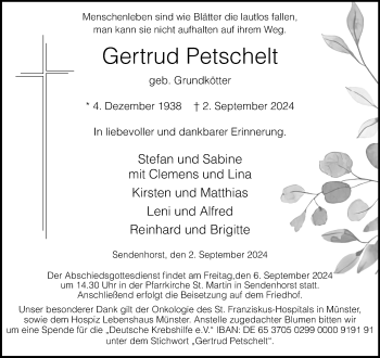 Anzeige von Gertrud Petschelt 