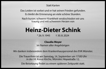 Anzeige von Heinz-Dieter Schink 