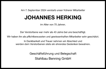 Anzeige von Johannes Herking 