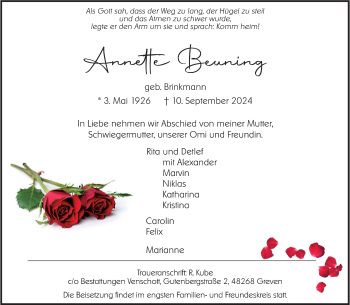 Anzeige von Annette Beuning 