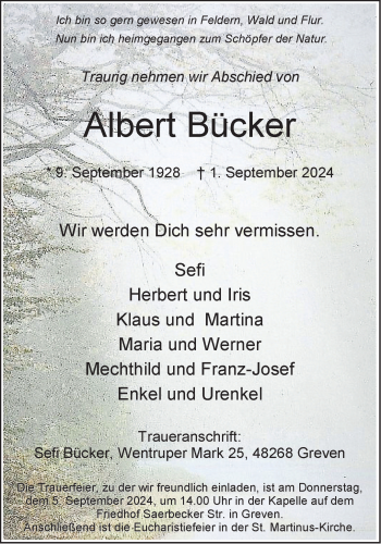 Anzeige von Albert Bücker 