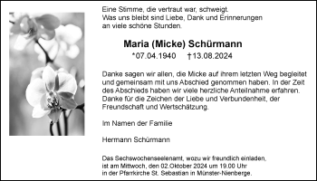 Anzeige von Maria Schürmann 