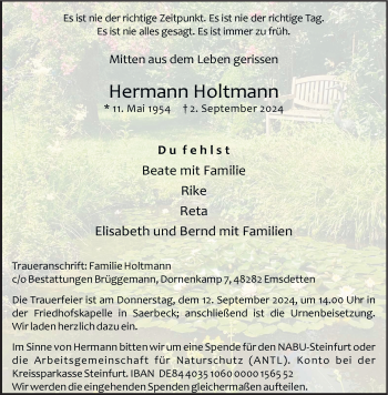 Anzeige von Hermann Holtmann 