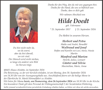 Anzeige von Hilde Doedt 