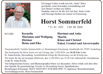 Anzeige von Horst Sommerfeld 