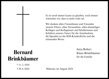 Anzeige von Bernard Brinkbäumer 