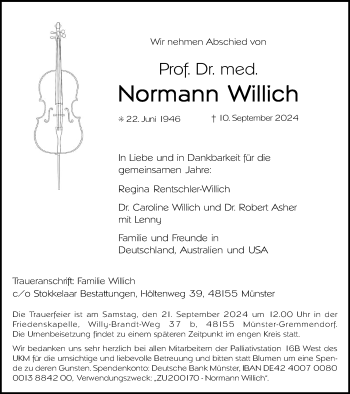 Anzeige von Normann Willich 