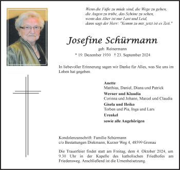 Anzeige von Josefine Schürmann 