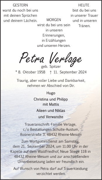 Anzeige von Petra Verlage 