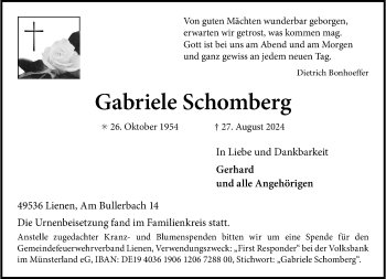 Anzeige von Gabriele Schomberg 