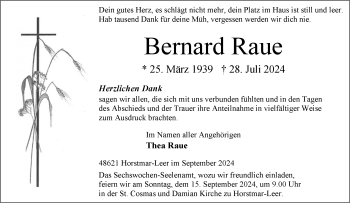 Anzeige von Bernard Raue 