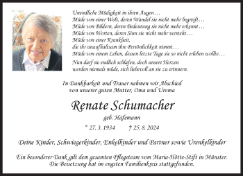 Anzeige von Renate Schumacher 