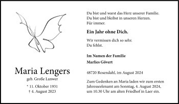 Anzeige von Maria Lengers 