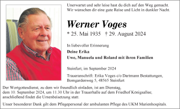 Anzeige von Werner Voges 