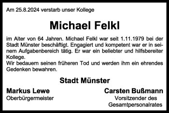 Anzeige von Michael Felkl 