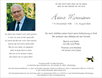 Anzeige von Heinz Mormann 