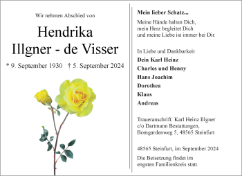 Anzeige von Hendrika Illgner de Visser 