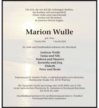 Anzeige von Marion Wulle 