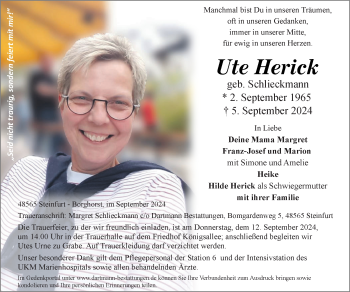 Anzeige von Ute Herick 