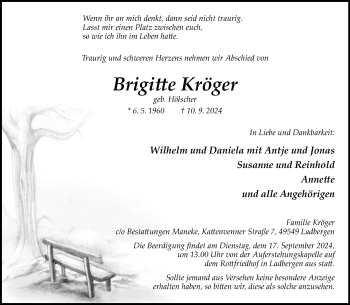 Anzeige von Brigitte Kröger 