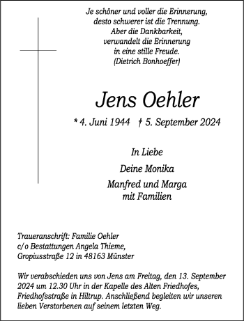 Anzeige von Jens Oehler 