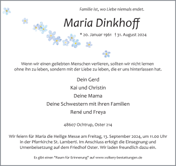 Anzeige von Maria Dinkhoff 